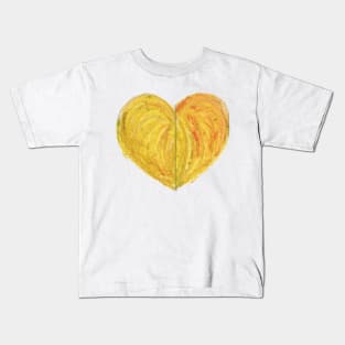 Yellow Heart Drawn With Oil Pastels Kids T-Shirt